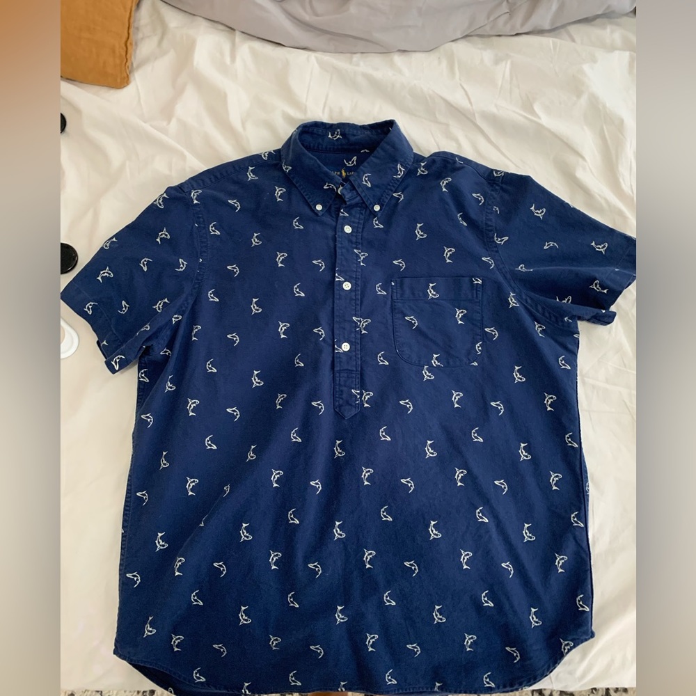 Mens polo Ralph Lauren shark half button up